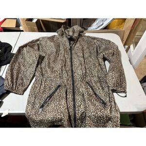 ShedRain Women's Leopard Animal Print Hooded Jacket Size M/L Zip Up Packable